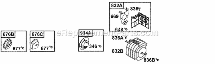 Muffler Guards Diagram and Parts List for  Briggs and Stratton Engine
